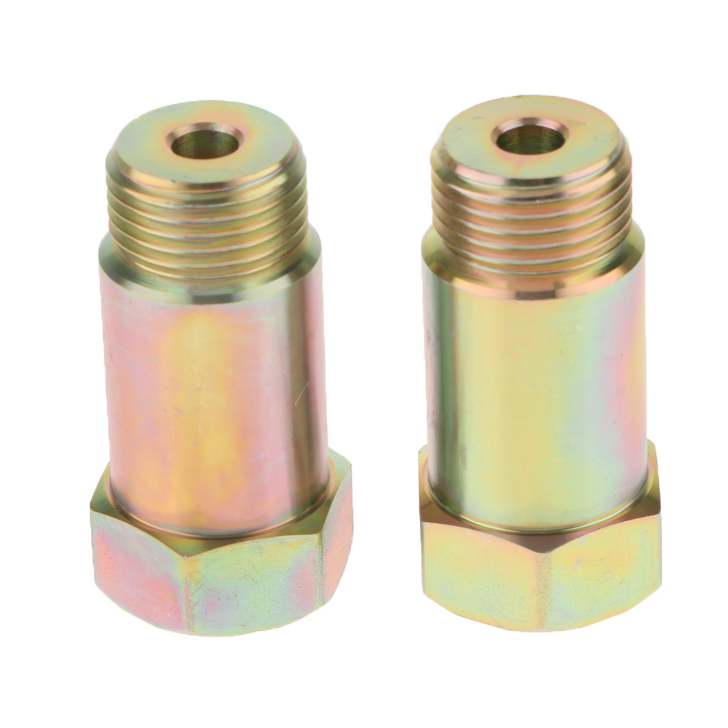 2PCS M18x1.5 O2 Oxygen Sensor Bung Adapter Extender Spacer 45mm Long Gold