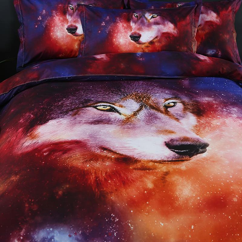 Jpets série 3D imprimé ensemble de literie housse de couette ensemble loup tigre motif psychédélique Hippie literie chambre décor 6 tailles