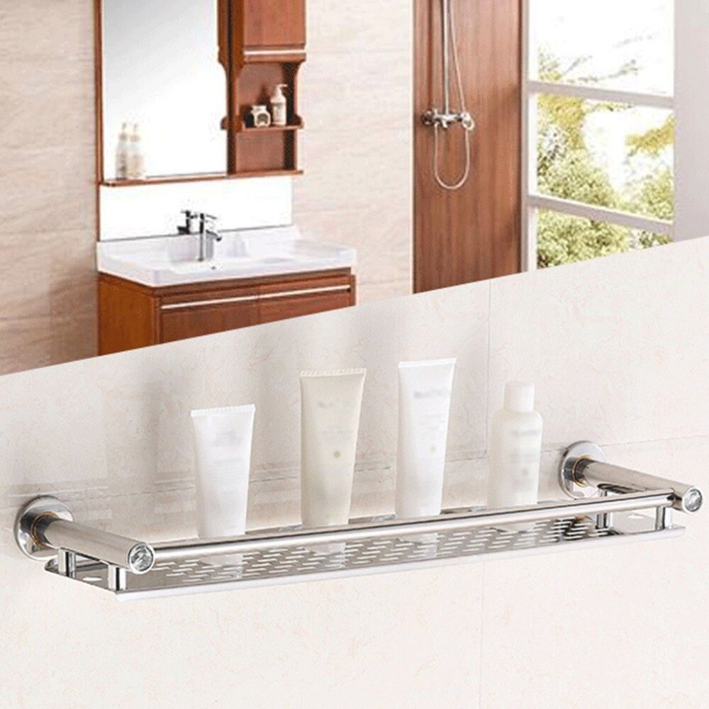 Stainless Steel Anti-rust Frame Storage Shelf Wall Mounted Hanging Rack Toilet Washroom Bathroom Soap Sponge Holder