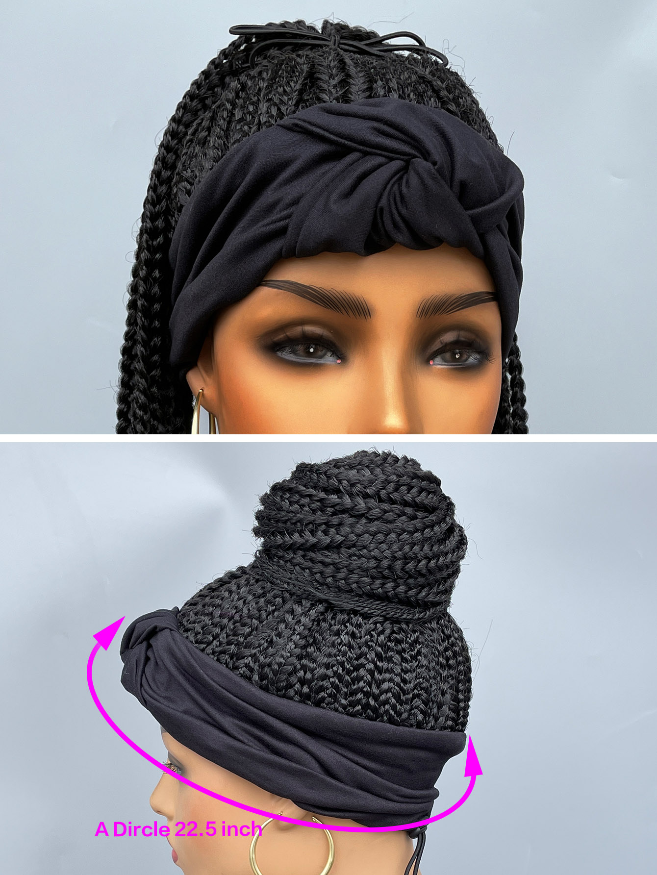 BCHR Headband Wigs for Black Women Synthetic Braided Wigs Twist Crochet Hair Cornrow Braid Wig Long Straight Headband Wig