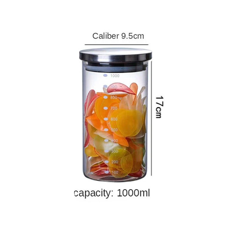 Verzegelde Roestvrijstalen Deksel Opslagtank 800Ml ~ 1200Ml Keuken Koffieboon Opslag Kan Glas Met Voedsel Container kruiden Tanks: A Style 1000ML