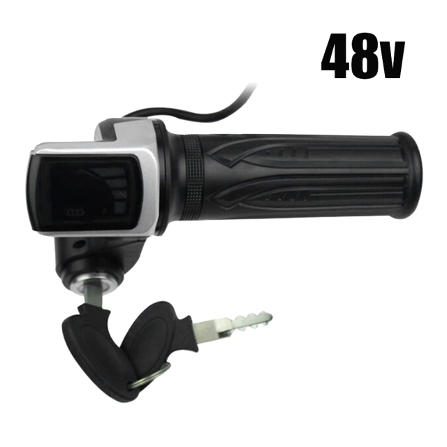 Empuñadura de acelerador de patinete eléctrico, bloqueo de Pedal de acelerador con bloqueo de llave, indicador de potencia, 36V/48V/60V: 48V