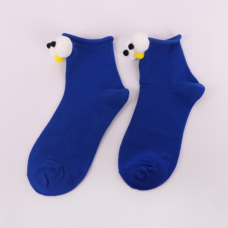 South Korean Girl Socks Style Big Eyes 13 Colors Cartoon Cotton Cute  Interesting Short Socks: Blue