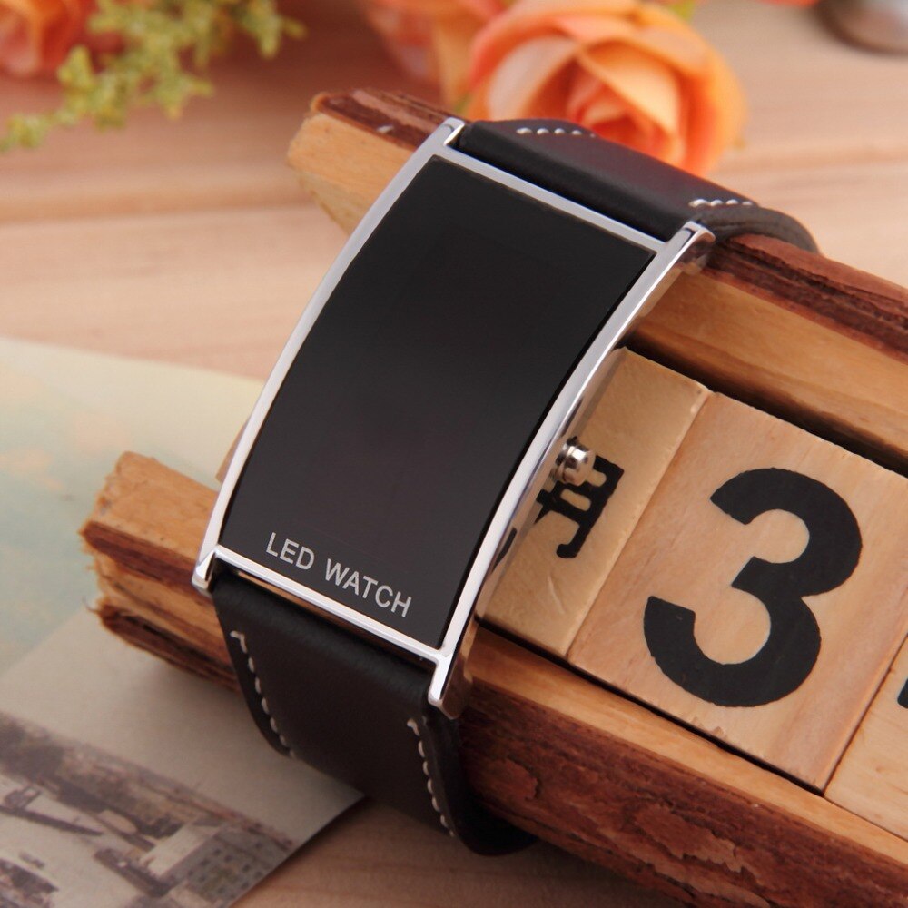 Relógio digital com mostrador ponte, relógio digital de moda casual e com led, para homens e mulheres, relógios de couro, casal, relógio de pulso eletrônico, unissex