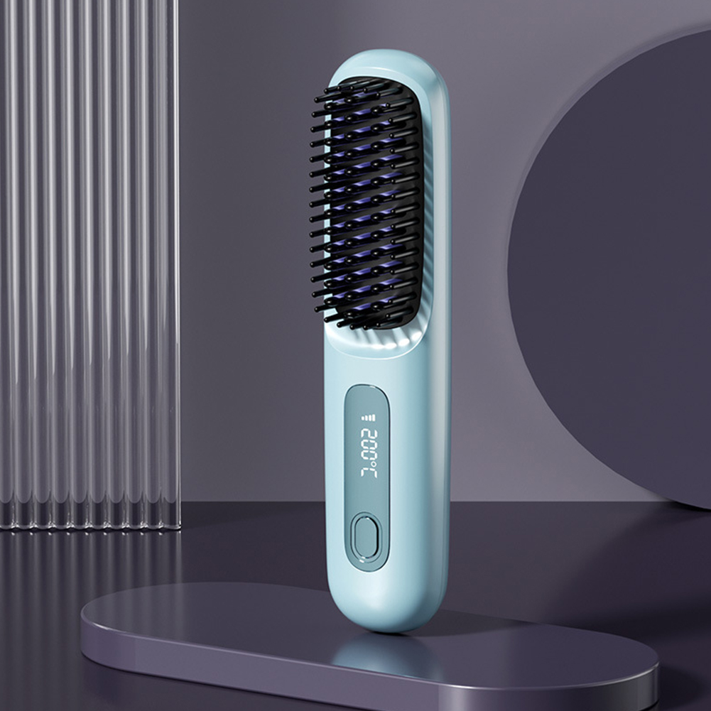 Haarglätterbürste, USB wiederaufladbar, kabellos, negative Ionen, heiße Bürste, elektrisch, flauschig, lockiges Haar, Styling, Entwirrungskamm: MULTI