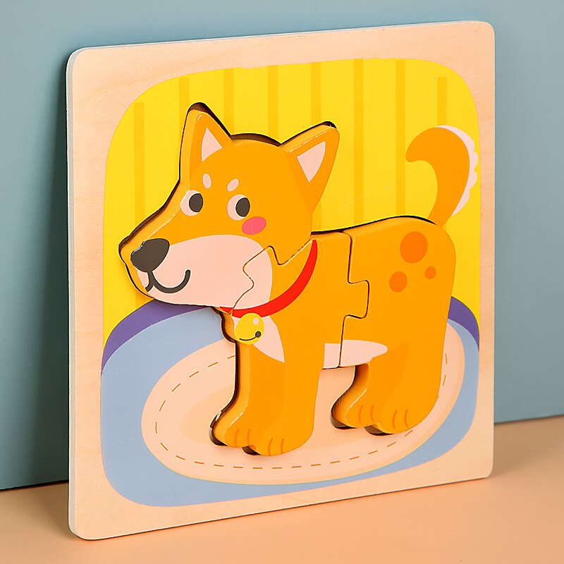 15*15cm Kinder Montessori Spielzeug 3D Holz Puzzle Baby Cartoon Tier/Verkehrs Jigsaw Puzzle Spielzeug für Kinder frühen Lernen