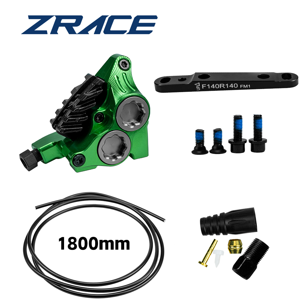 ZRACE XG4 flach montierter Vierkolben-Bremssattel, hydraulischer Straßenbremssattel, Bremsbeläge mit Eistechnik, leicht, CNC: Grün