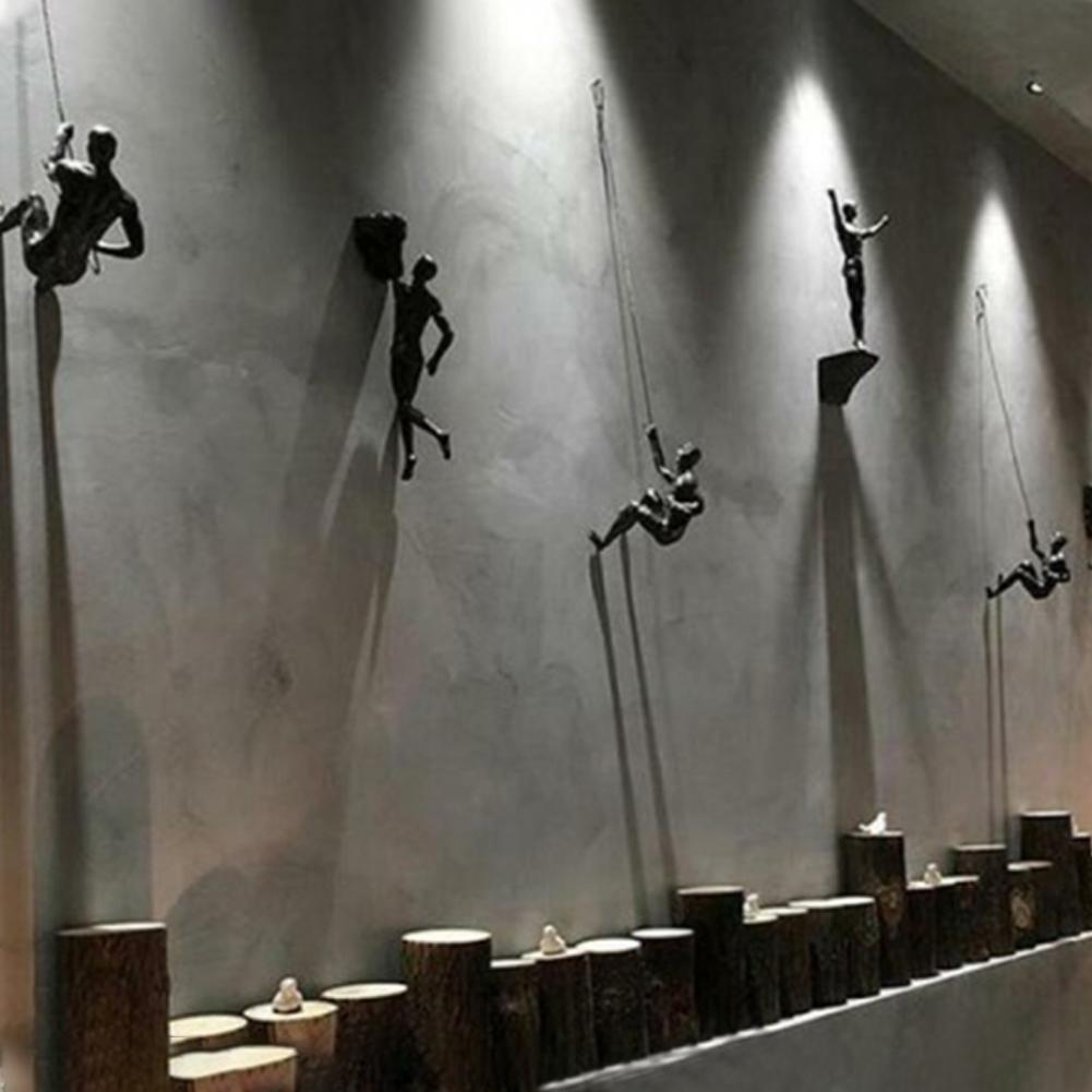 6 stk sæt industriel stil klatrende mand harpiks vægophæng dekoration skulptur figurer retro statue indretning
