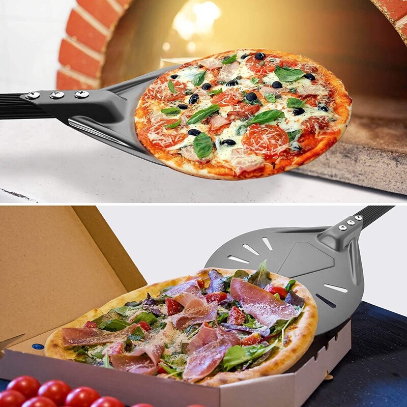 Pelle à Pizza tournante avec palette à Pizza ronde en aluminium de 8 pouces, 23.6 pouces au total, accessoires de four à Pizza d&#39;extérieur