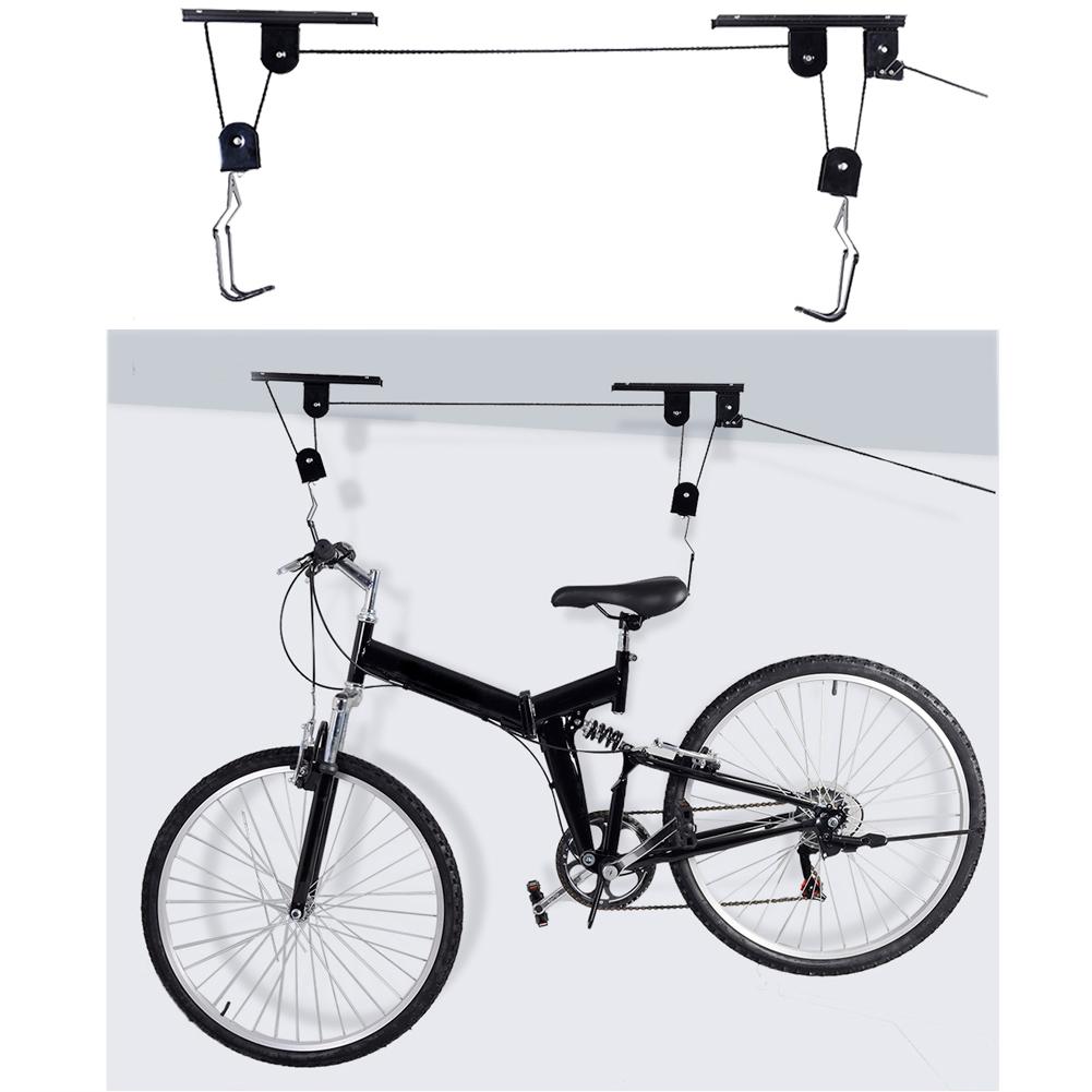 Mounted Hoist Storage Garage Bicycle Lift Ceiling Bike Hanger Save Space Roof Ceiling Pulley rack Wall Mounted Rain Dust Cover