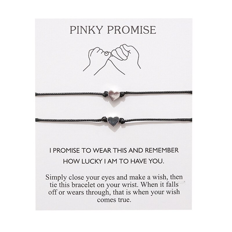 Pinky Promise Distance-Pulseras a juego para mejores amigos, pareja, familia, mujer, hombre, chicas adolescentes con tarjeta: BL4856BK