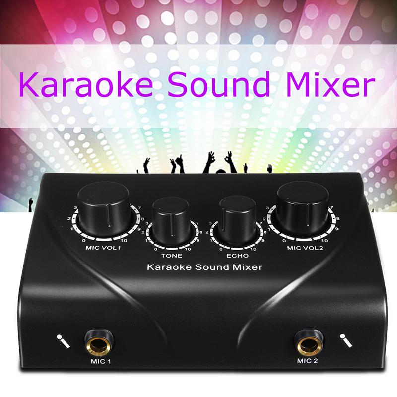 Karaoke Sound Mixer Audio System Dual Mic Input Portable Mini Digital Karaoke Machine Mixer For Family KTV
