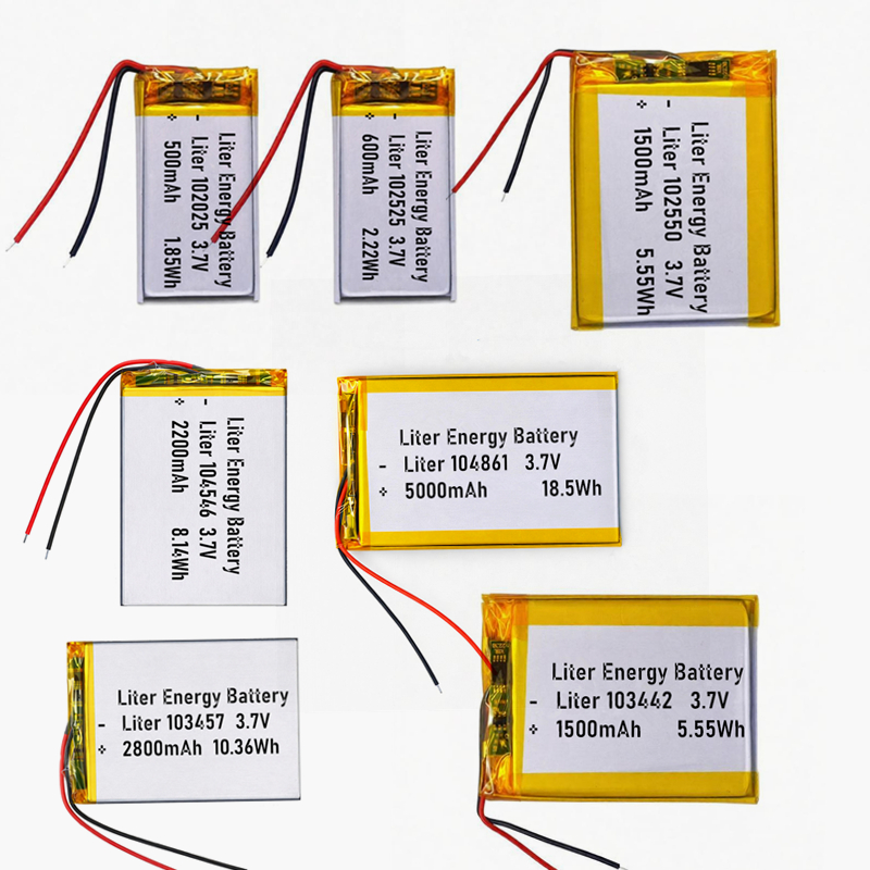 3.7V Rechargeable Battery 102025 500mAh 102525 600mAh 102550 1500mAh 103442 1500mAh 103457 2800mAh 104546 2200mAh 5000mAh