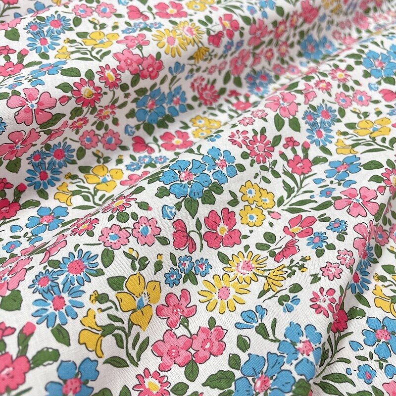 Tissu En Popeline De Coton 145X50Cm, Petit Tissu Bloemen Giet Confectie De Gewaden D'été, vêtements Pour Enfants, Tissu De Travail