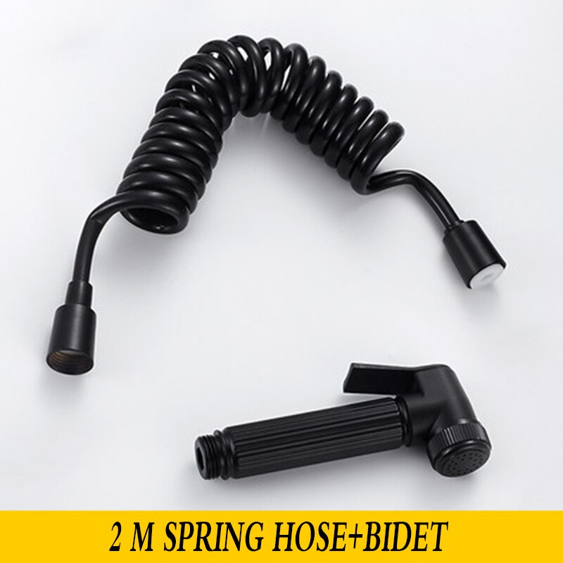 Zwart Messing Badkamer Bidet Kraan Hoge Druk Bidet Spuit Wc Kraan Dual Outlet Dual Handvat Wc Wasmachine Met Haak Tap: hose and bidet