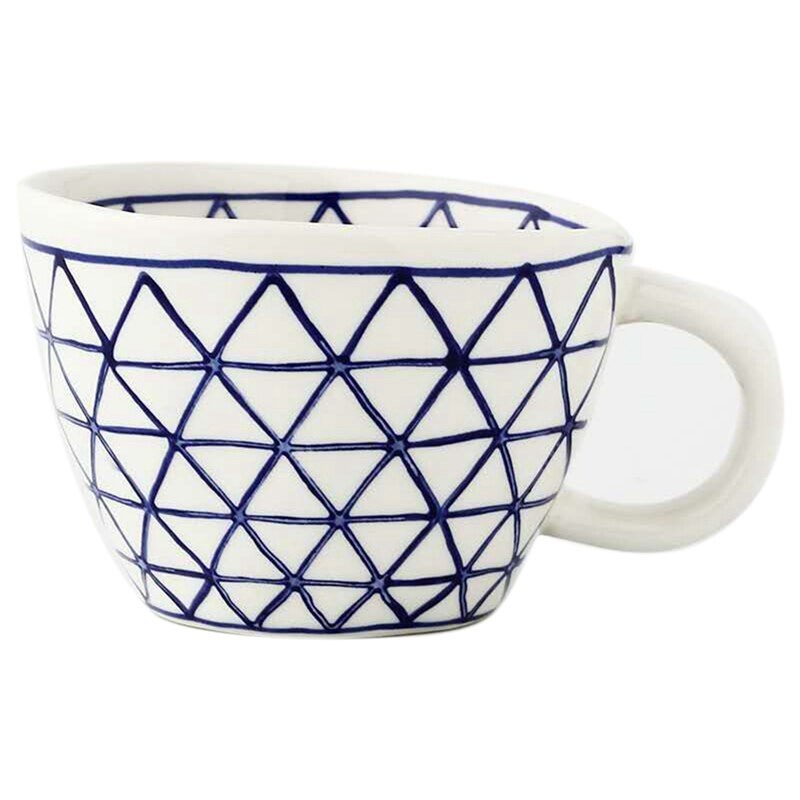 Geometric Ceramic Cup Hand Painted Capacity Water Handle Cup Irregular Milk Office Coffee Cup Home Decor: Auburn