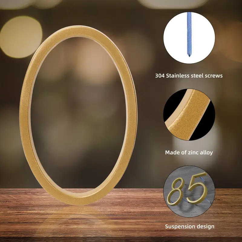 Anti Rust Satin Brass Gold House Address Numbers Floating Metal House Numbers Gold Modern Door Home Outdoor Metal Address Sign