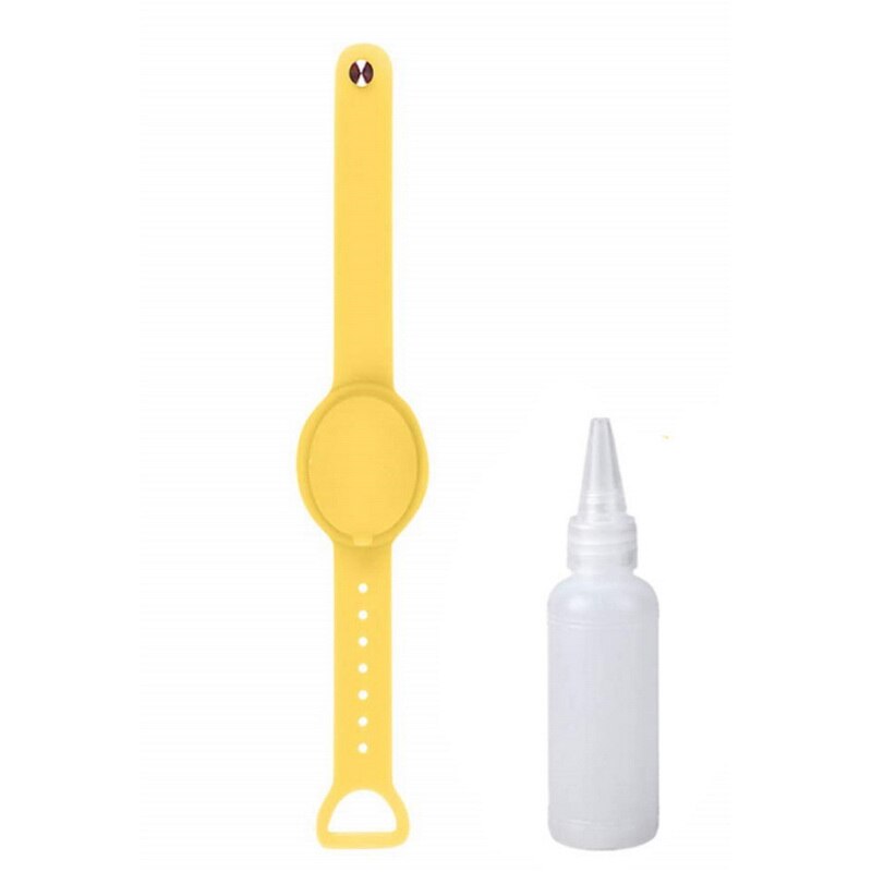 Silicone Wristband Hand Dispenser Sanitizer Bracelet Pumps Disinfectant Sanitizer Dispenser Bracelet: yellow B