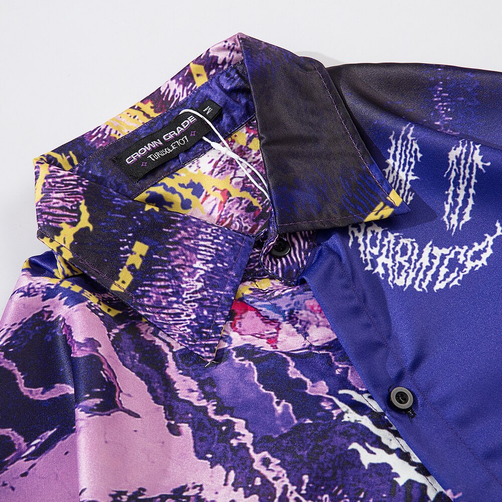 Blå gotisk tøj sommer toppe plus size bluse streetwear oversized dametøj goth hawaiiansk aloha skjorte