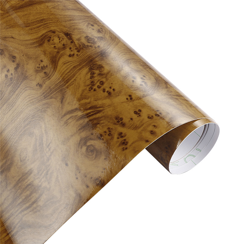 60cmx500cm Glossy Wood Grain Car Wrap Vinyl Film DIY Wood Grain Textured Furniture Decal Waterproof Self-adhesive Car Sticker: black