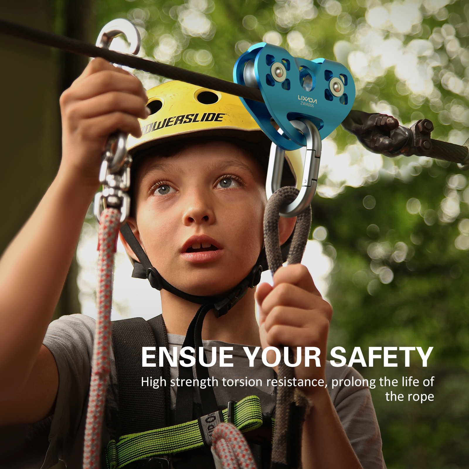 Cable Trolley Lixada 30kN Cable Trolley Pulley with Ball Bearing Climbing Caving Aloft Work Zipline Cable Trolley Trolley