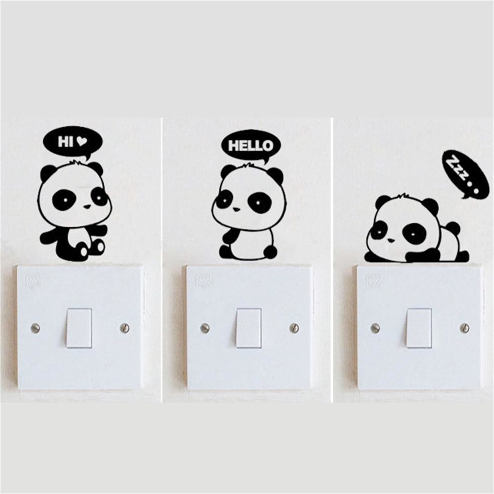 3 Stks/pak Panda Diy Schakelaar Sticker Notebook Stickers Vinyl Mural Decor Decals Leuke Panda Diy Plakboek Cartoon Stickers