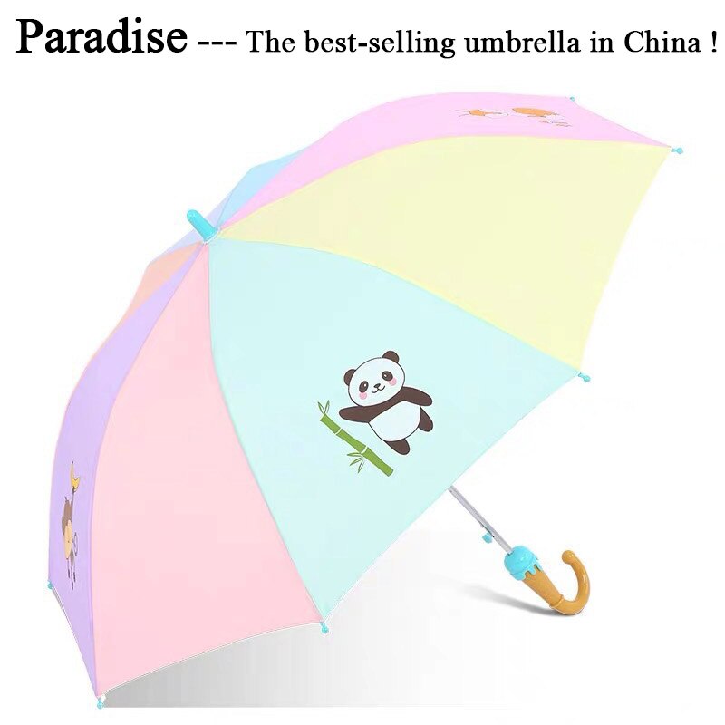 Børn paraply børn tegneserie langt håndtag regn paraply dyr udskrive søde paraply til dreng pige solbeskyttelse barns værktøj: 1