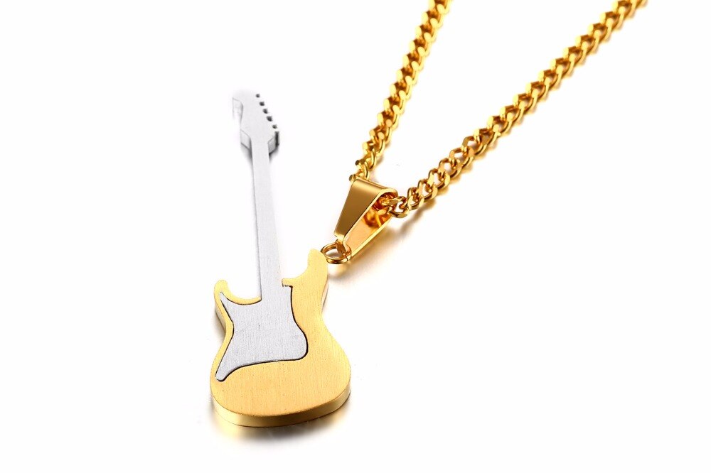 Mannen Ketting Ketting muziekinstrumenten Kettingen Gitaar Hangers Voor Man Trendy Roestvrij Stalen Sieraden