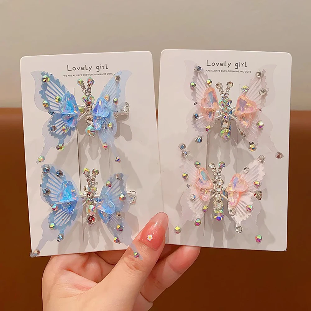 Strass Vlinder Haarspeld Driedimensionaal Levendig Bewegende Vleugels Mooie Pony Haarclip Hoofddeksels Haarstylingaccessoires