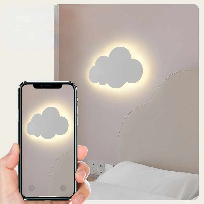 ledet-vegglampe til stue, moderne, jente, barnerom, minimalistisk, dekorasjon, hvit, dimming