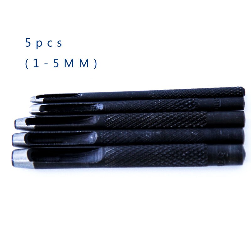 Ronde Holle Punch Set 10Pcs Leather Craft Punch Tool Hollow Hole Punch Cutter Tool Voor Horloge Bands Riemen Canvas papier (1-10Mm): 1-5MM