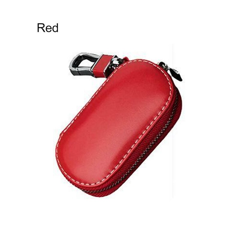 Auto Schlüssel Tasche Tasche Brieftasche Halfter Kette Schlüssel Brieftasche Ring Kollektor Haushälterin Tasche Schlüssel Organizer Clever Leder Keychain: Rot