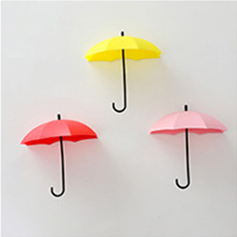 3 pièces/ensemble auto-adhésif parapluie crochet mur porte clé cintre fort collant crochets suspendus maison salle de bain rangement pour cuisine outils: Option 2