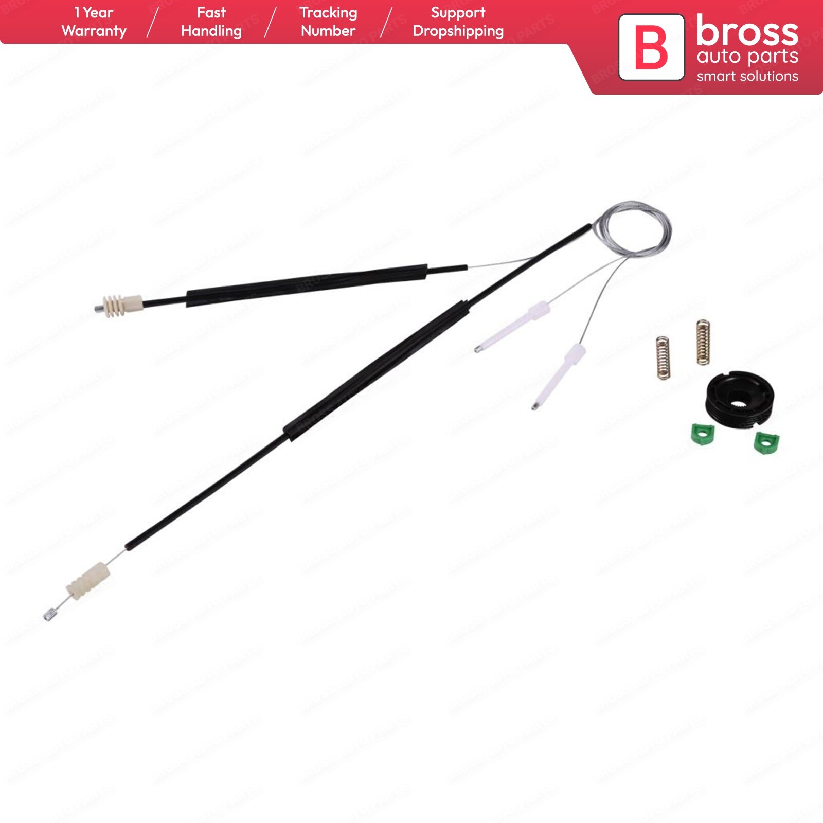 Bross auto parts bwr 1050 elrude regulator reparationssæt foran venstre dør til volvo  c70 cabriolet cabriolet