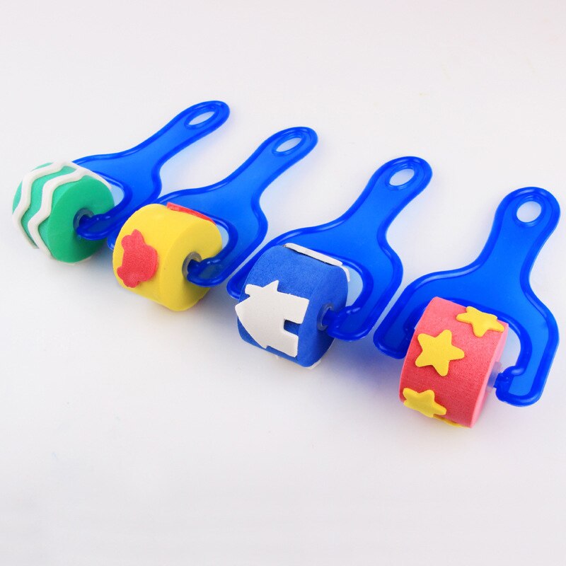 4 Pcs Eva Spons Roller Penseel Verf Graffiti Voor Kinderen Kids Tekening Kleuterschool Art EIG88