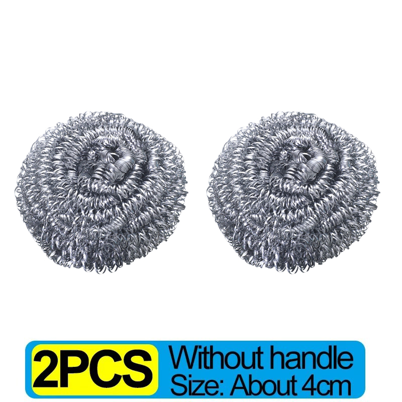 Stainless Steel Kitchen Pot Brush with Handles Dishwashing Wire Ball Heavy Duty Metal Scrubber Household Pot Pan Cleaning Tools: army green