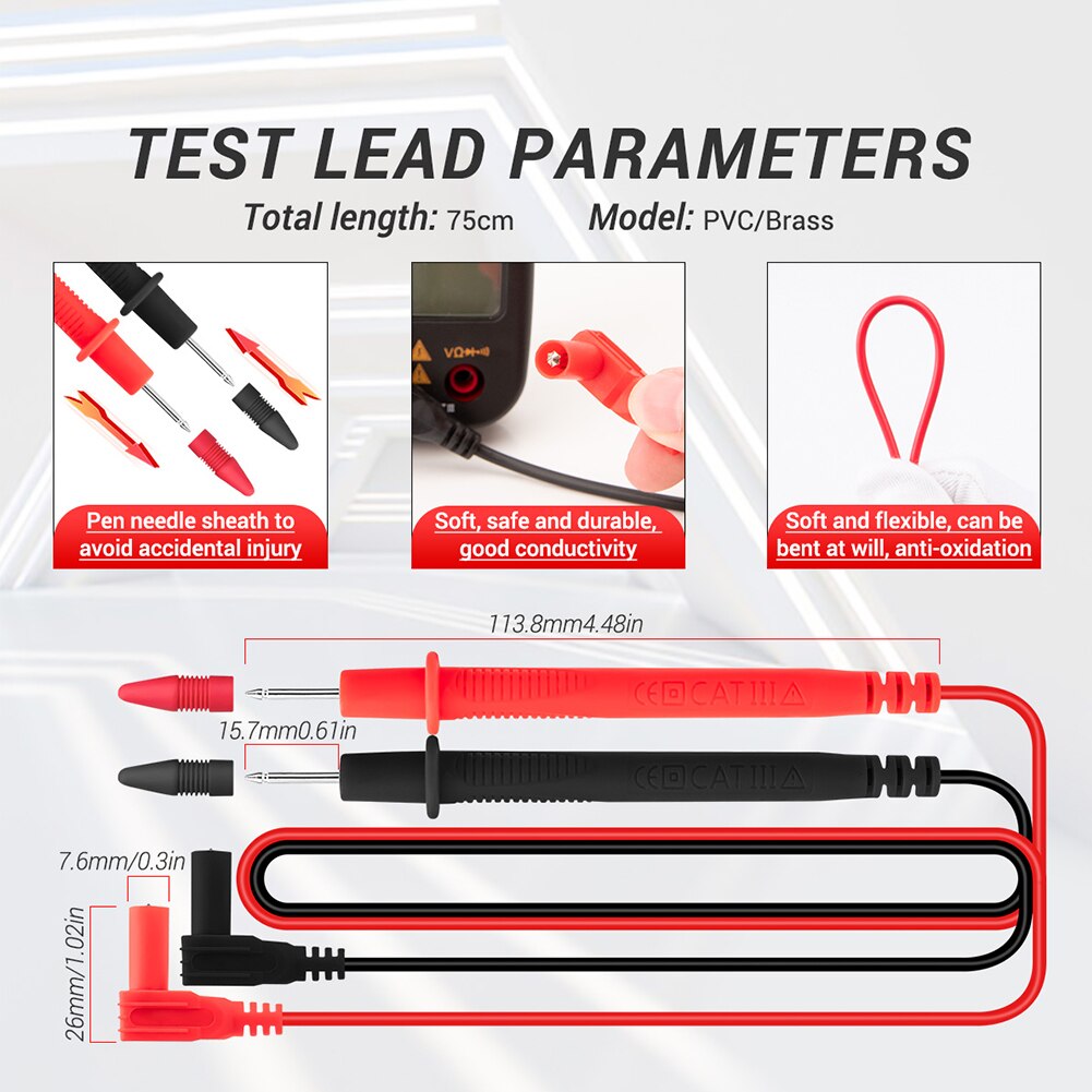 Stroom- en spanningsmeter op batterijen, draagbare ncv-test en meetinstrument, digitale stroomtang, hd-groen display, 1999 counts, achtergrondverlichting