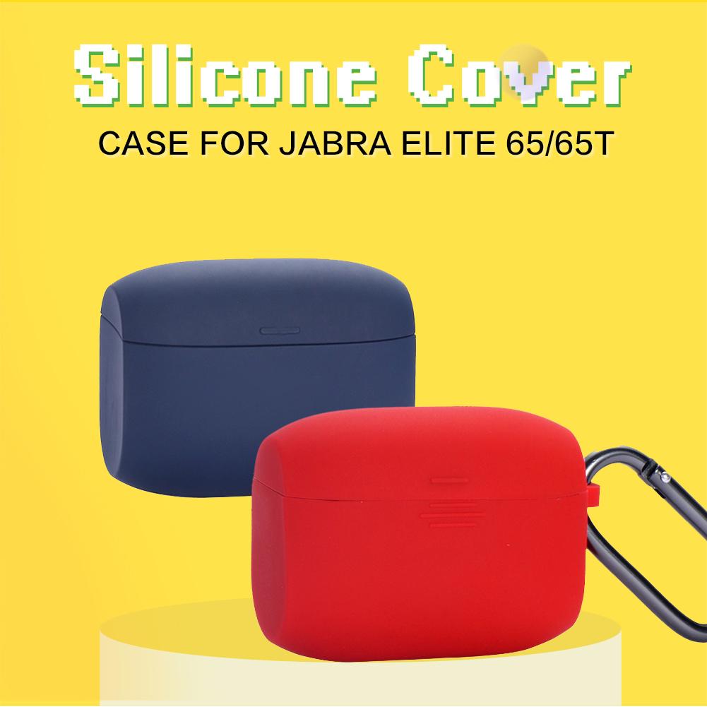 Earphone Case For Jabra Elite 65 T Wireless Sports Headset Silicone Protective Case Cover With Anti-Lost Hook Portable Cases