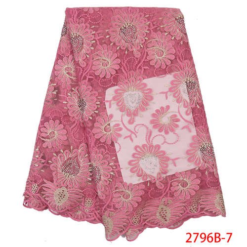 African Lace Fabric,French Net Fabric Lace ,Nigerian Embroidered Tulle Laces with Stones KS2796B-8
