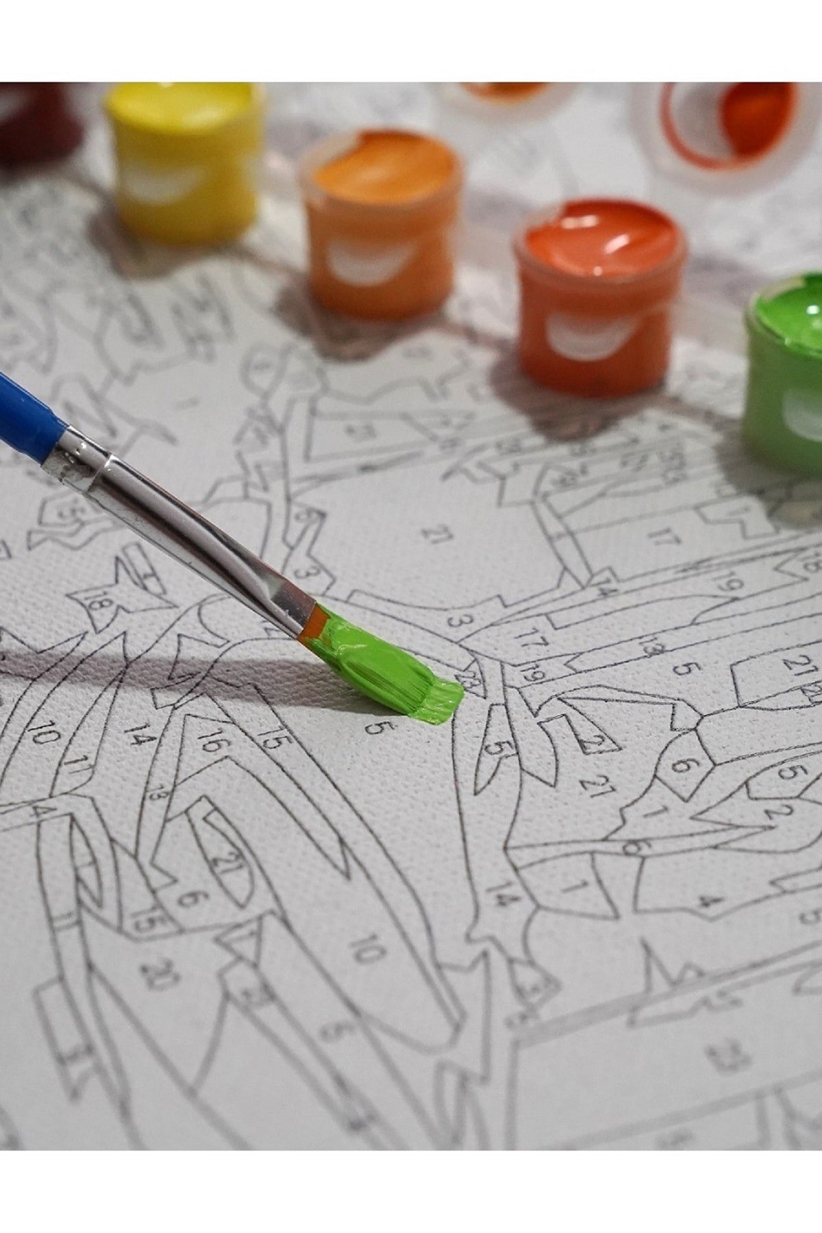 Schilderij Van Nummers Tafel Set Canvas Borstel Verf Inbegrepen 45X55 Cm-Wit Paard