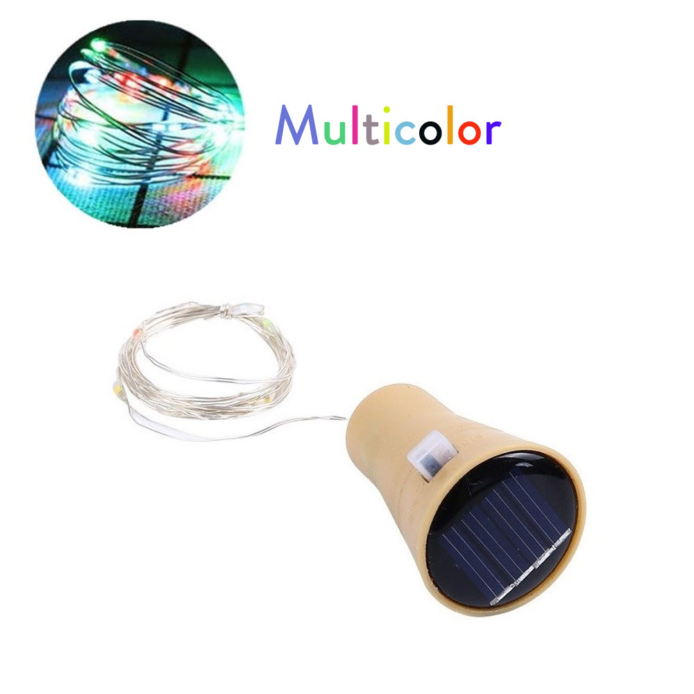 Luces solares para botellas de vino, 10LED, 15LED, 20LED, forma de corcho, guirnalda de luces navideñas, alambre de cobre, lámpara decorativa para habitación del hogar