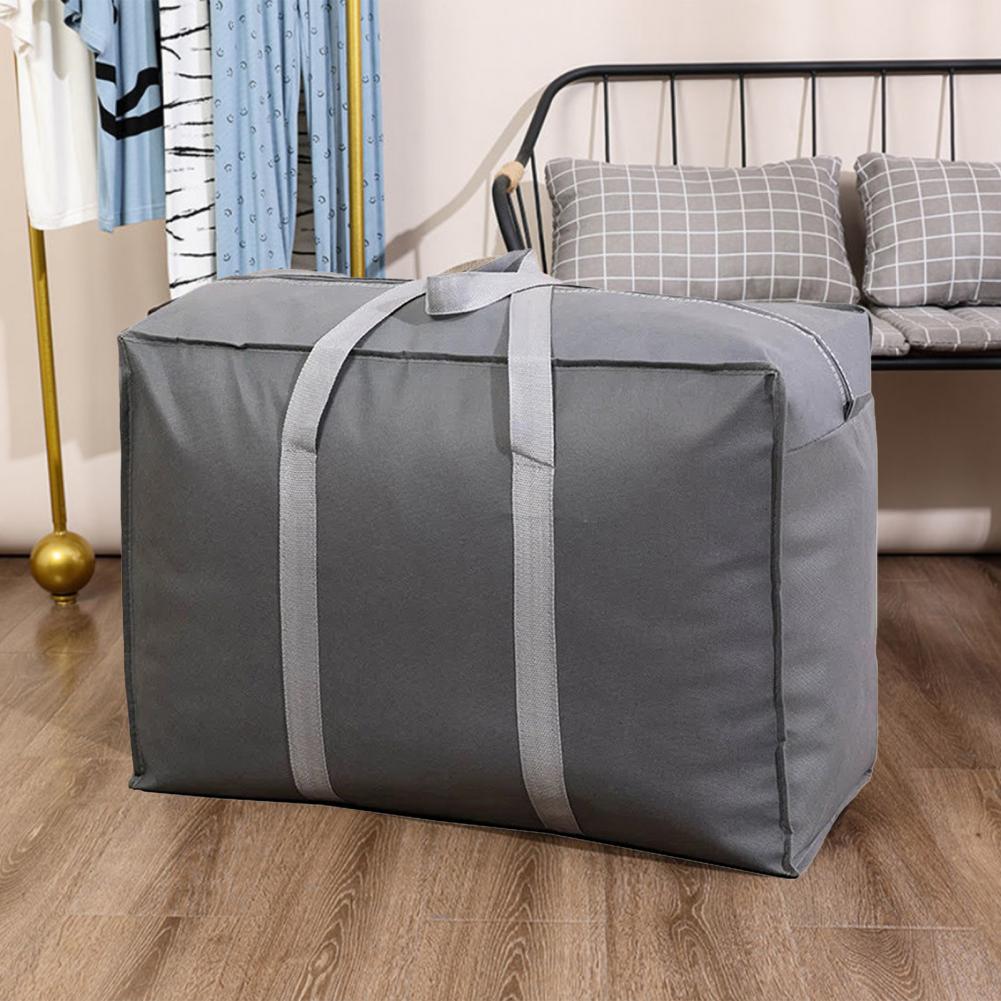 Quilt Storage Bag Large Capacity Folding Smooth Zipper Widen Handle Clothes Storage Pouch Oblong Shape Blanket Storage Bag