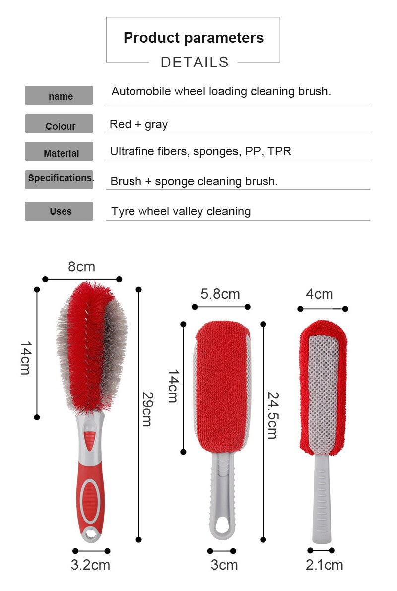 Car Wheel Wash Brush Plastic Handle Vehicle Cleaning Brush Wheel Rims Tire Washing Brush Black Car Repair and Maintenance