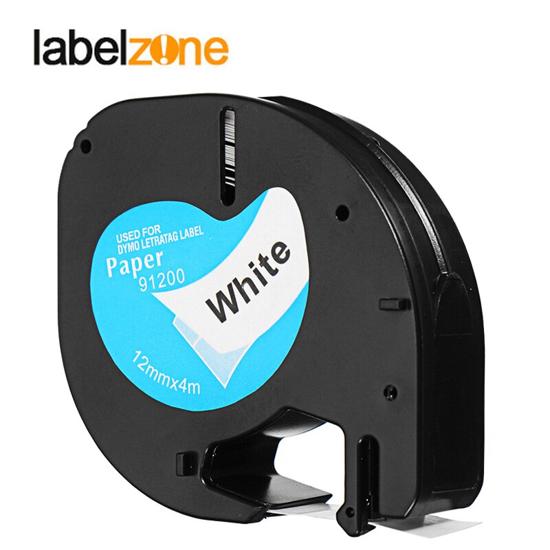 LABELZONE Multicolor Plastic Tape Compatible Dymo Letratag Printers 91201 12mm*4m 91202 91203 91204 91205 12267 for Dymo Printer: Paper black on white