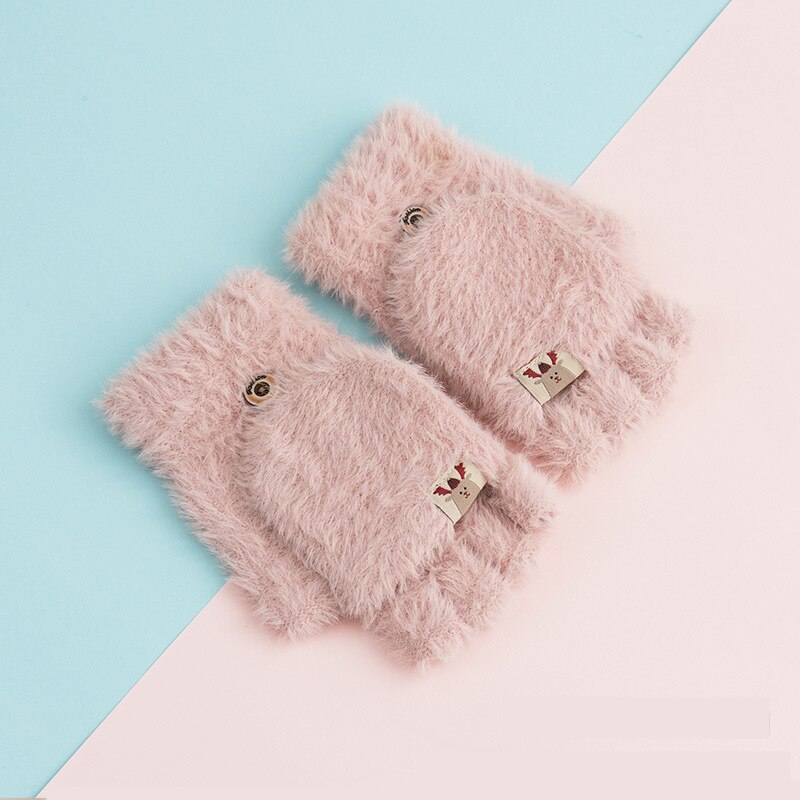 Crianças luvas de lã da criança do bebê inverno quente malha conversível flip topo dos desenhos animados luvas luvas do bebê luvas de inverno 2020