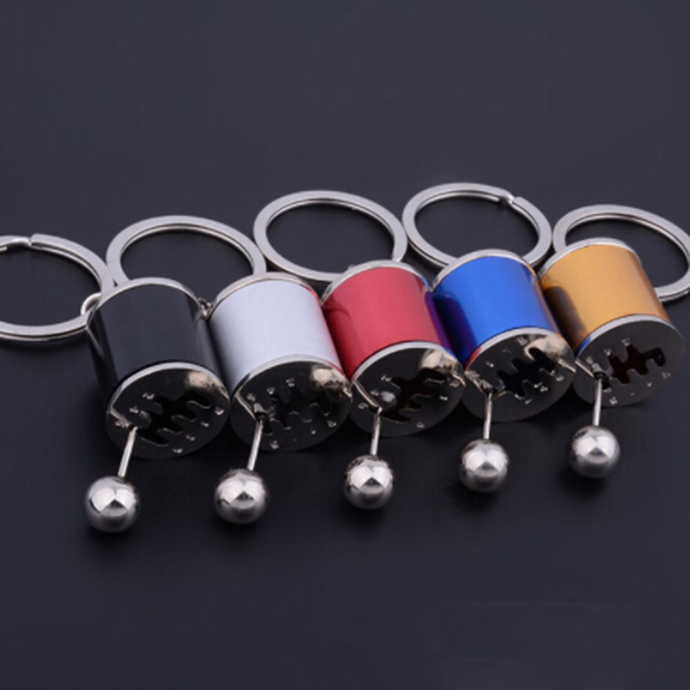 Bil nøglering ring trinket 6- trins gear gear monteringshåndtag nøglering skifte racing tuning mini model biltilbehør