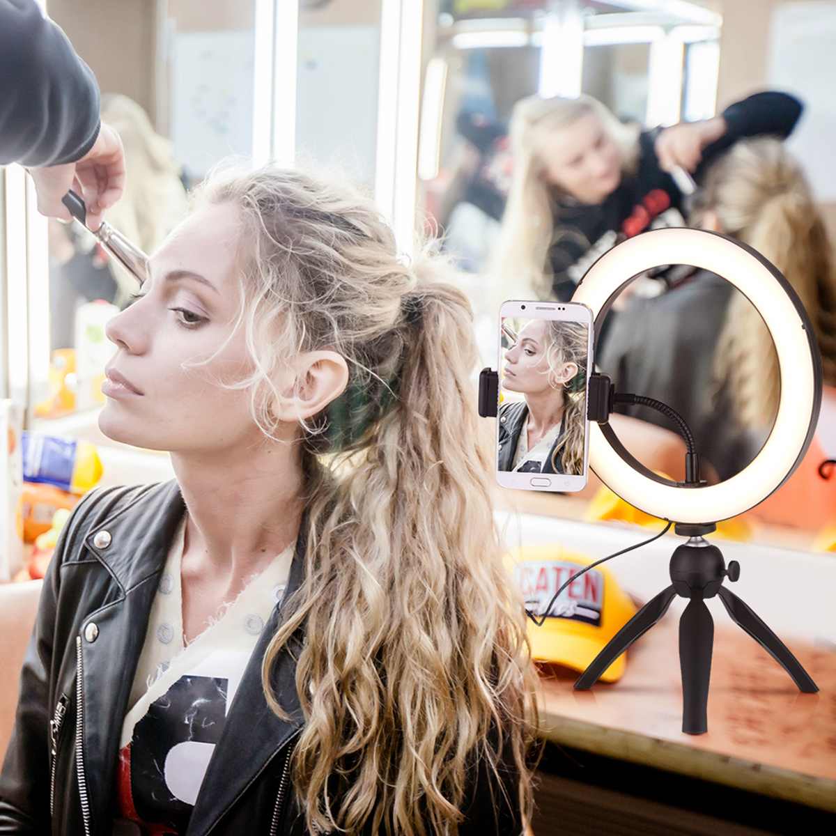 12/22/32cm Ring Light LED Dimmable Lamp Photography Selfie Photo Studio Makeup Ring Lights Multi-Functions Video Live Lamp