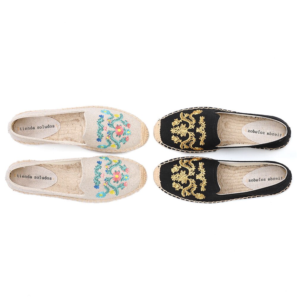 Dames 2022 Ronde Neus Espadrilles Platte Schoenen Dames Mode Echte Gehaaste Hennep Zapatillas Mujer Sapatos Comfortabele Casual