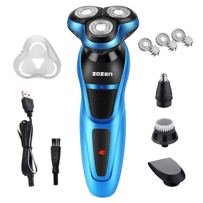Männer Elektro Rasierer USB Aufladbare Bart Trimmer Waschbar nass trocken Bart Schneiden Maschine Multifunktionale Schwimm Rasiermesser: Blau-3