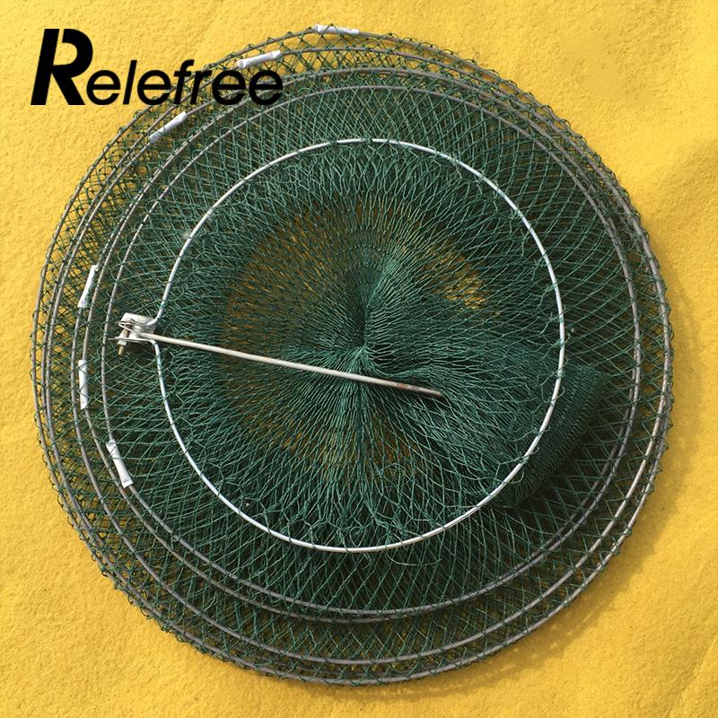 Steel Wire Green Fishing Net Folding Fishnet Folding Fish Care Crawfish Shrimp Cage Portable Fishing Landing Tackle accessories